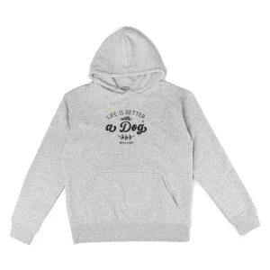 Light Grey Hoodie με κέντημα “Life is better with a Dog”