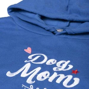 Blue Hoodie με κέντημα “Dog Mom”