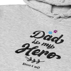 Light Grey Hoodie με κέντημα “Dad is my Hero”