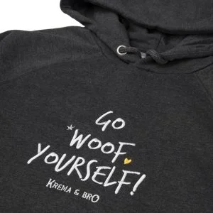 Dark Grey Hoodie με κέντημα “Go Woof Yourself!”