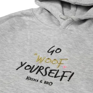 Light Grey Hoodie με κέντημα “Go Woof Yourself!”