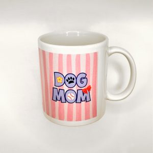 Κούπα “Dog Mom” w/ Pink Stripes