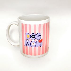 Κούπα “Dog Mom” w/ Pink Stripes